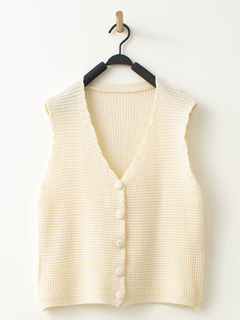 織紋針織背心磨毛上衣細褶八分裙組合