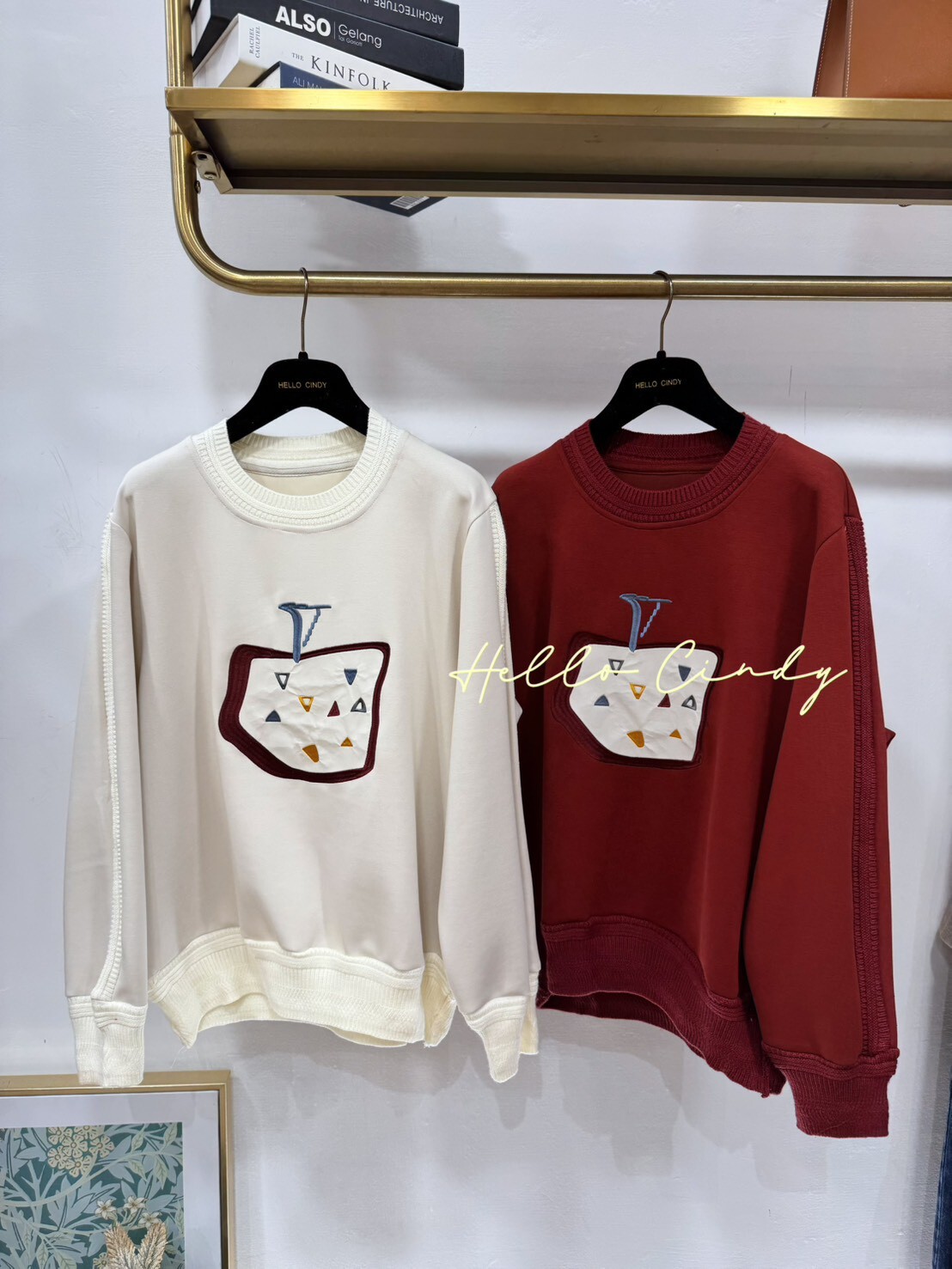 B12145 韓國同款的高質感幾何圖形刺繡貼布顯瘦上衣