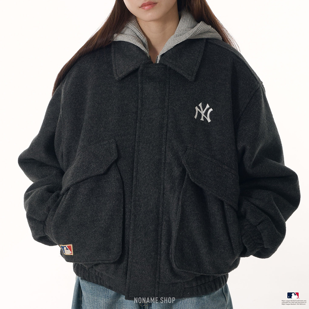 Perushu × MLB 聯名款 羊毛 混紡 雙口袋 外套 大衣 三色 (男款)