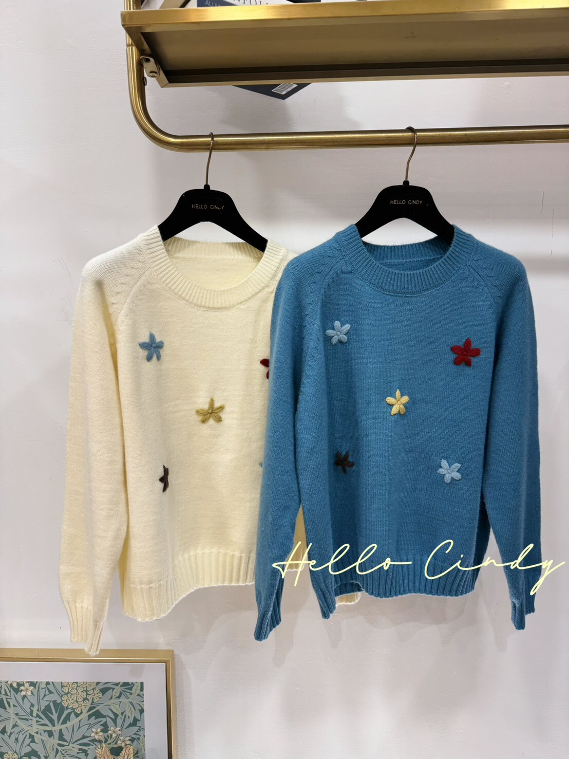 B12170優雅日系立體花朵針織上衣