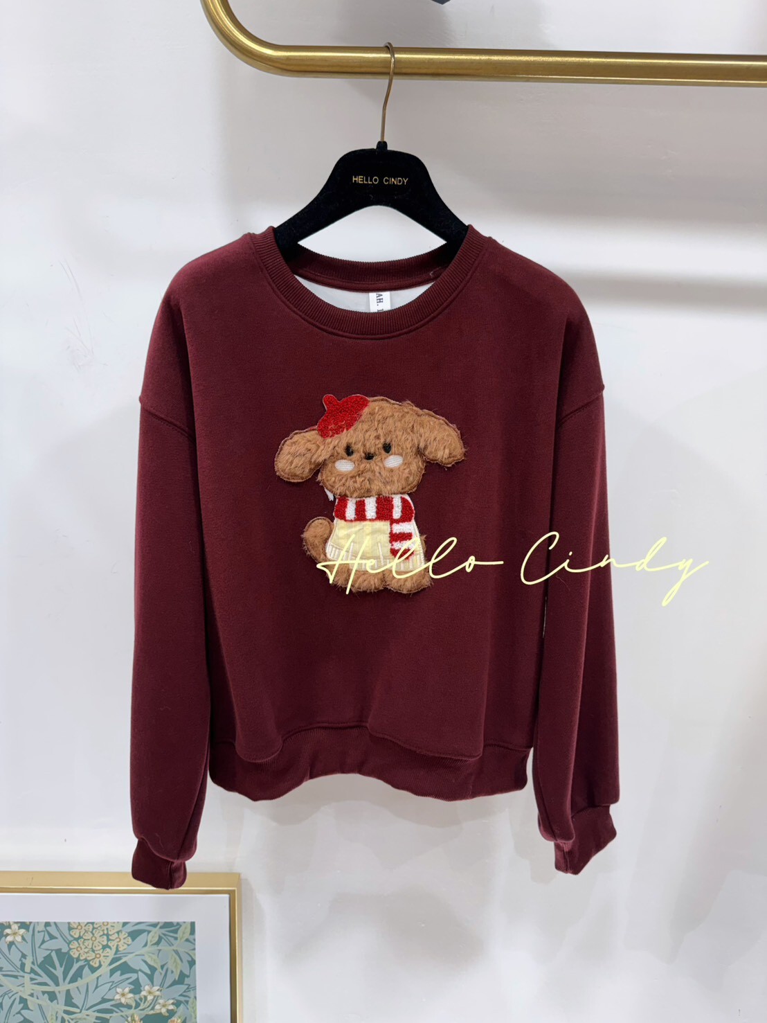 B12157 超可愛的毛毛布朗貴賓狗短絨毛大學T