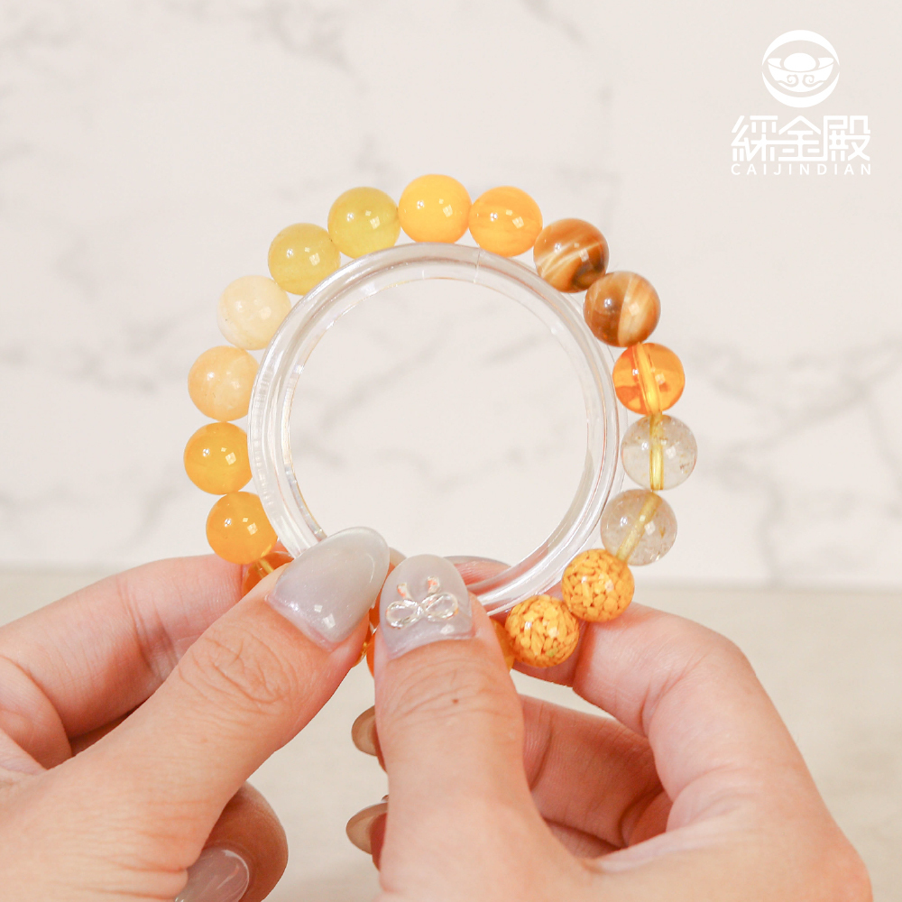 土屬性-天然瑪瑙五行轉運手珠｜黃色｜招財納運｜舒緩身心｜避邪｜手鍊｜手繩【綵金殿】