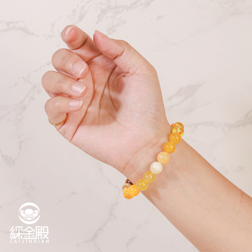 土屬性-天然瑪瑙五行轉運手珠｜黃色｜招財納運｜舒緩身心｜避邪｜手鍊｜手繩【綵金殿】