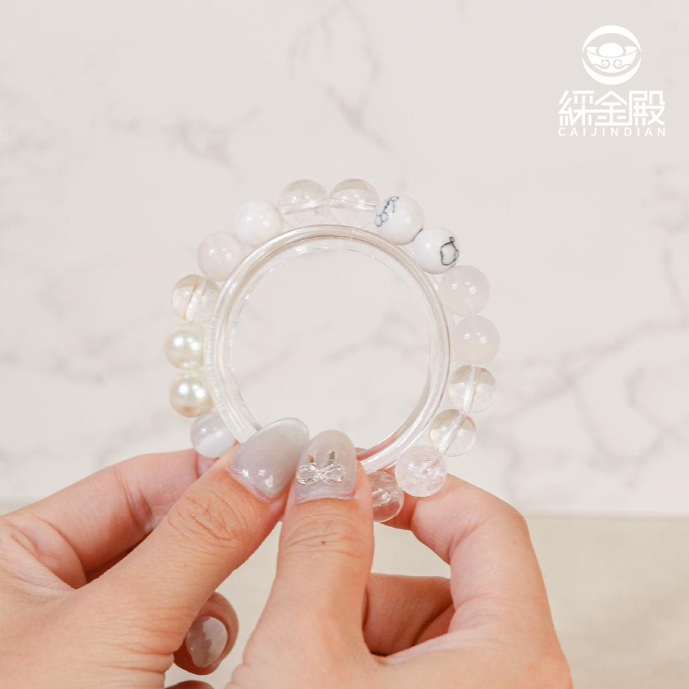 金屬性-天然瑪瑙五行轉運手珠｜白色｜提升自信｜和諧｜聚財｜旺運｜手鍊｜手繩【綵金殿】
