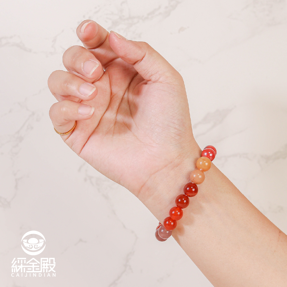 火屬性-天然瑪瑙五行轉運手珠｜紅色｜增強運勢｜去病氣｜催旺桃花｜手鍊｜手繩【綵金殿】