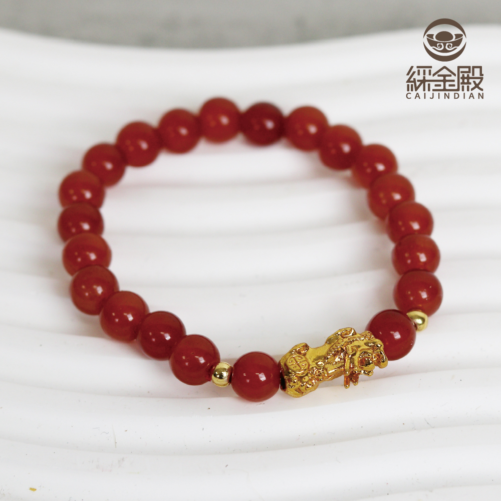 紅瑪瑙貔貅手珠｜招財｜平衡正負能量｜舒緩壓力｜ 避邪【綵金殿】