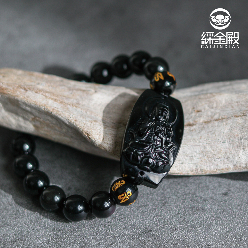 生肖羊/猴、本命佛(大日如來)黑曜石手珠｜勇往直前｜光明快樂｜手鍊｜過爐加持【綵金殿】