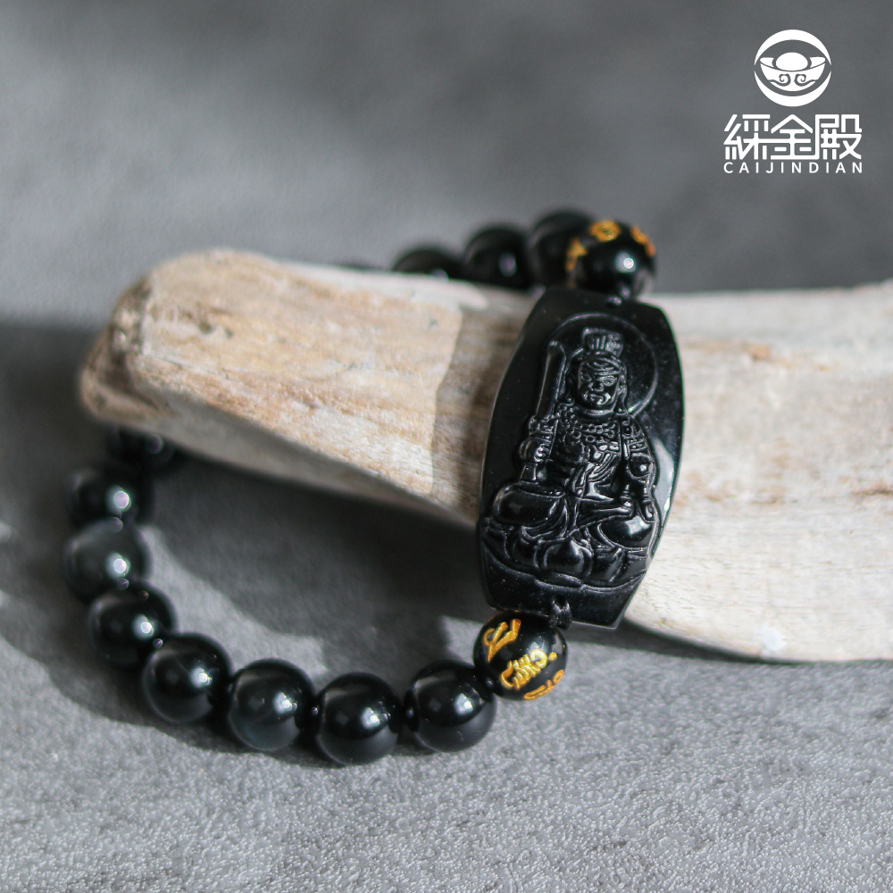 生肖雞、本命佛(不動明王)黑曜石手珠｜事業有成｜家庭幸福｜手鍊｜過爐加持【綵金殿】