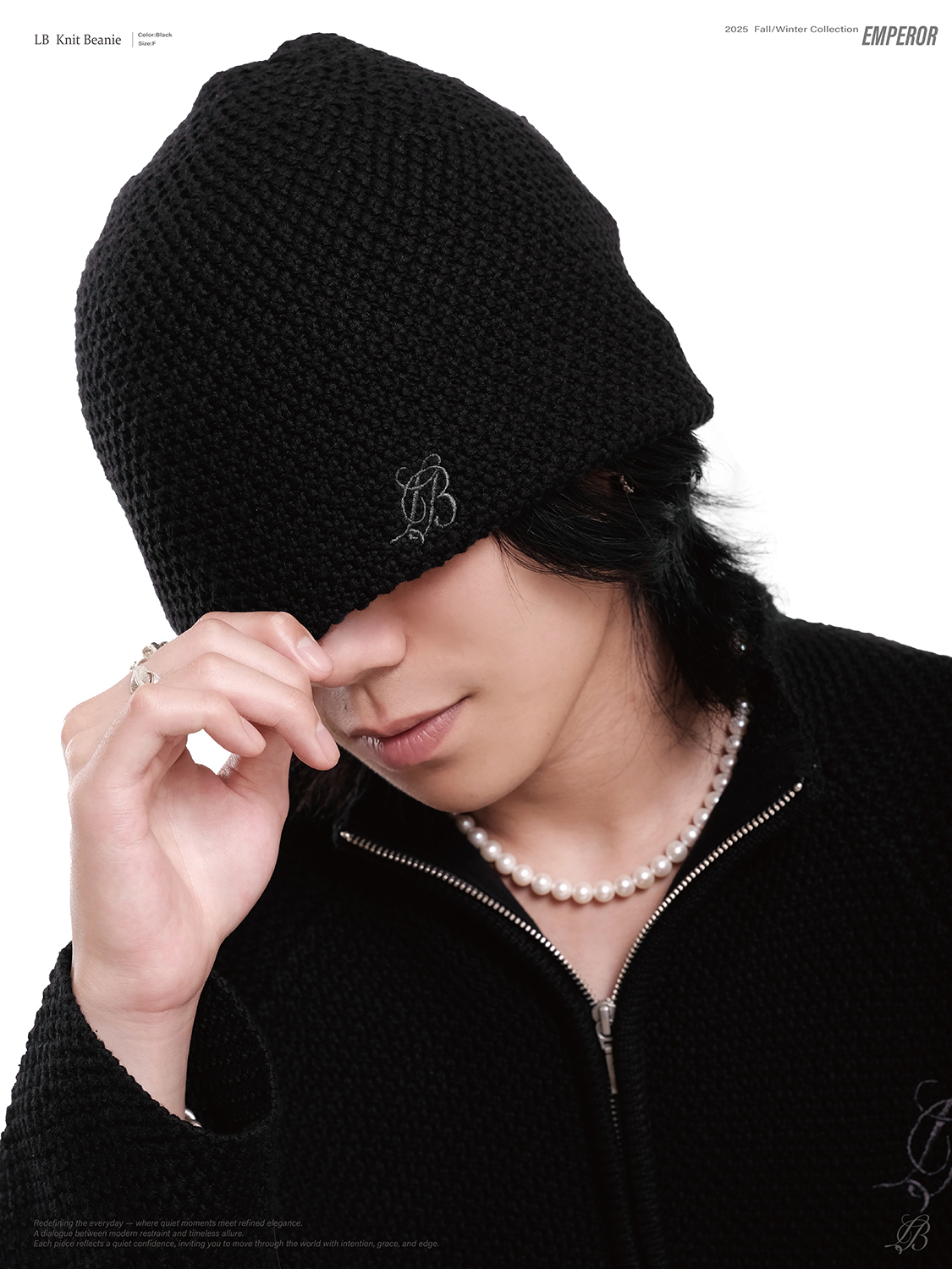 Nurari 針織冷帽 黑 25 A/W Em. LB knit beanie