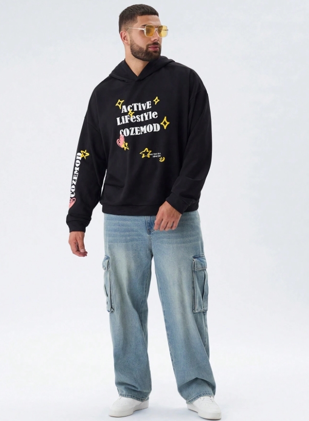 KADMAX大尺碼 - 大碼針織字母圖案泡沫帽TEE〈KSMS2727〉