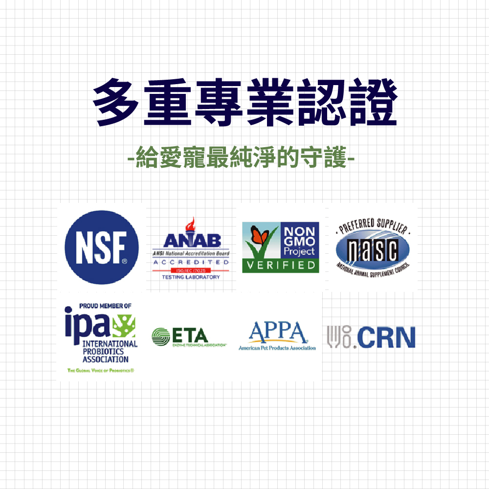 益生菌原廠通過多項國際與產業專業認證（如NASC、EPPA等）之製造品質說明