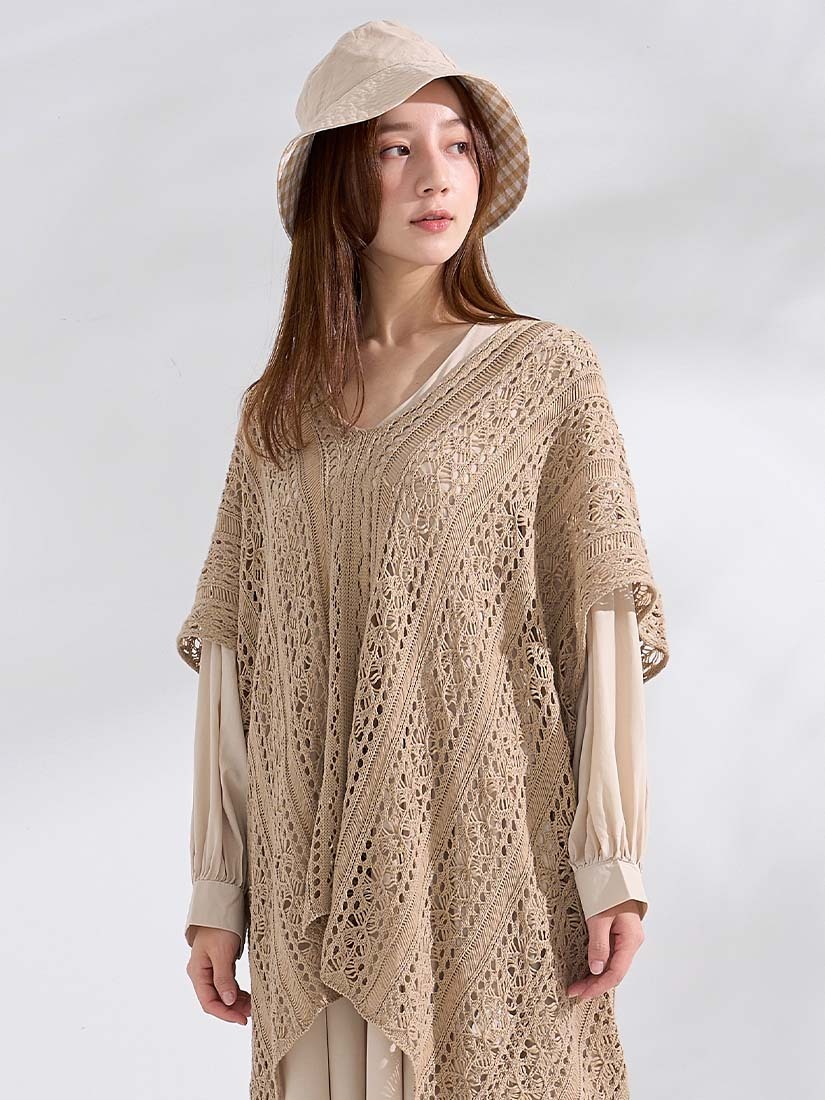 慵懶簍空提花針織罩衫