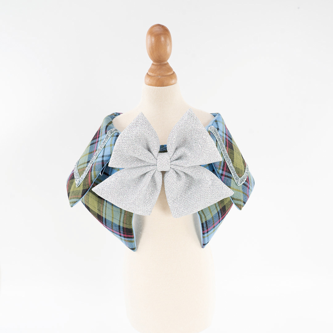 Green Blue Checker Short Cape