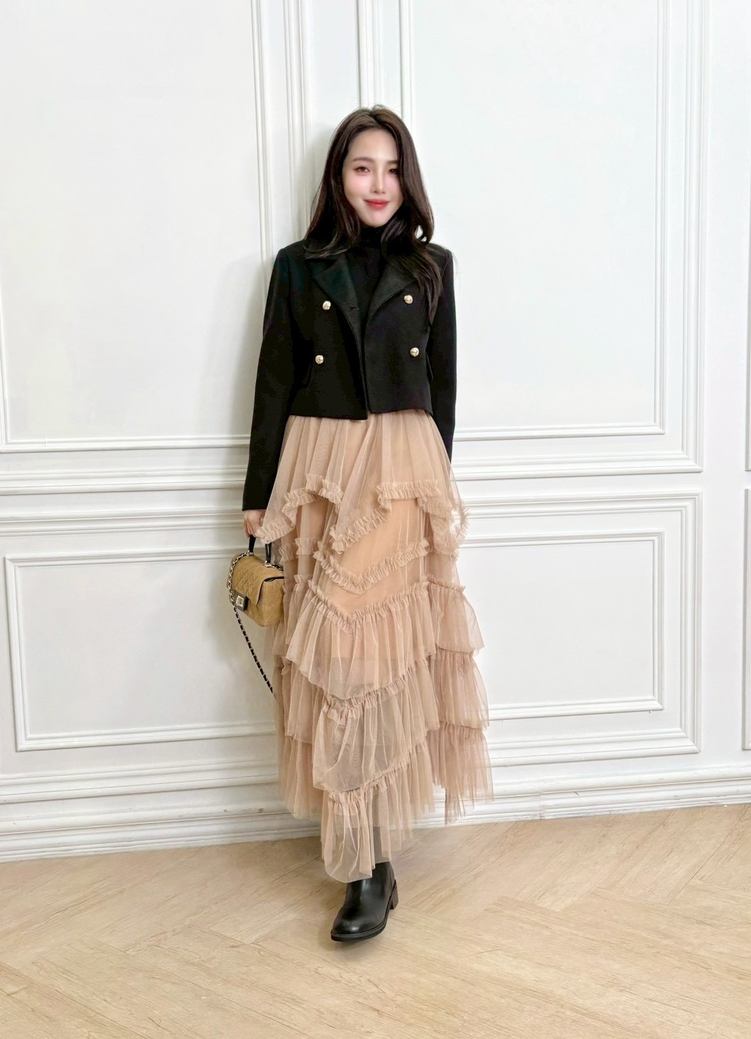 仙氣飄飄!多層次荷葉透紗長裙