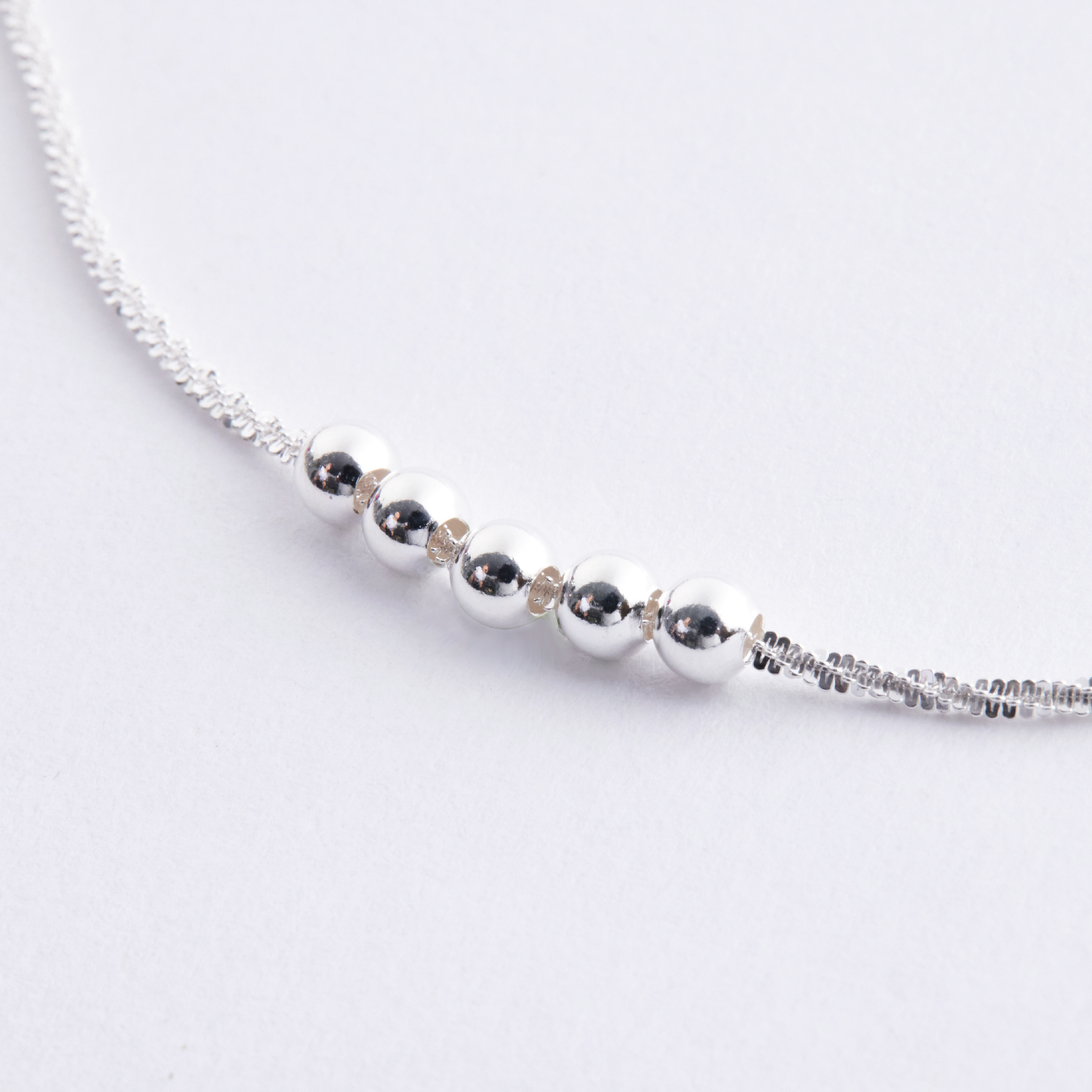 N1188 | 純銀銀球麻花閃亮項鍊