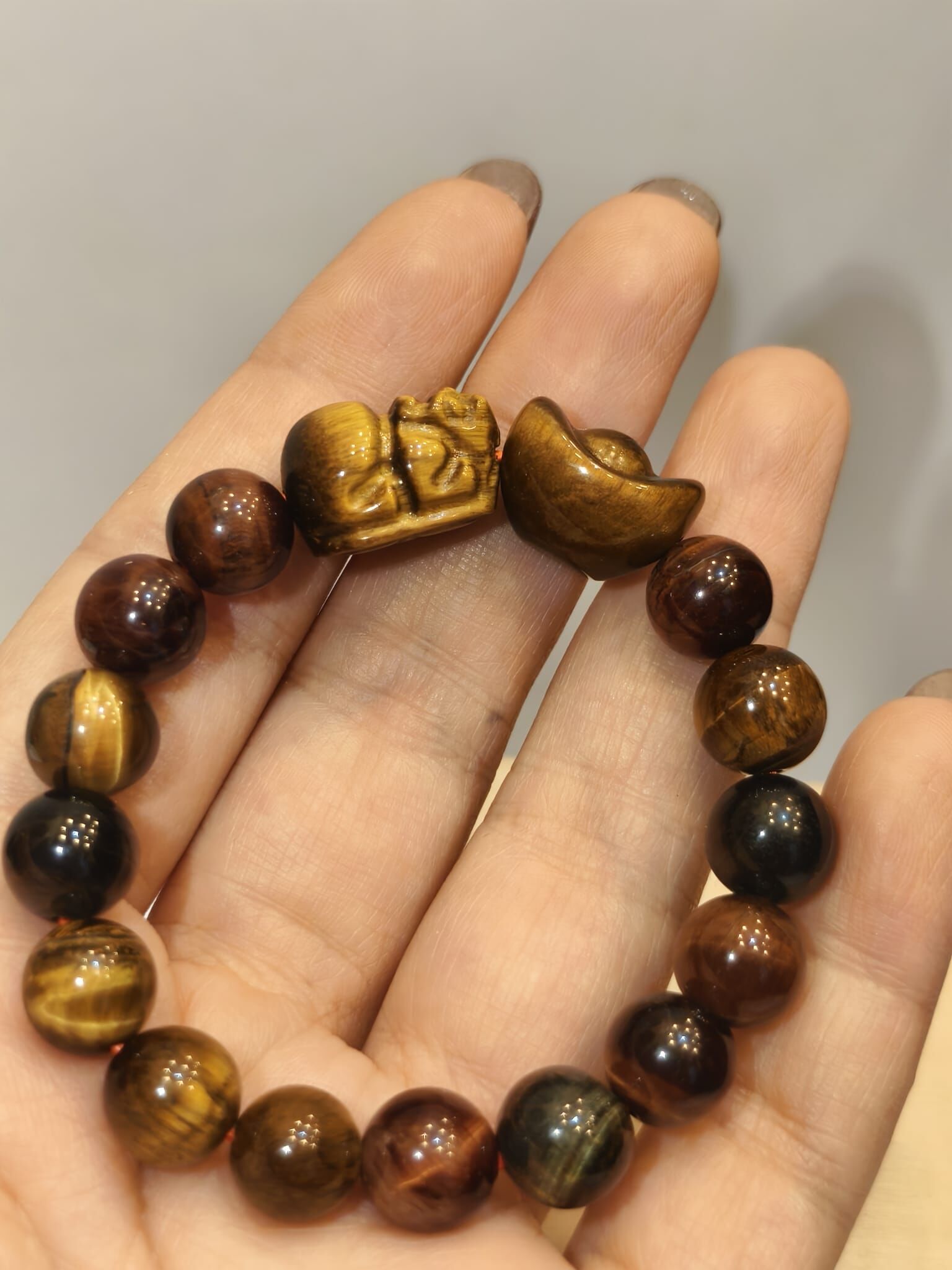 0102CYST29-水晶CS-彩虎眼吸財貔貅手串 (A29)