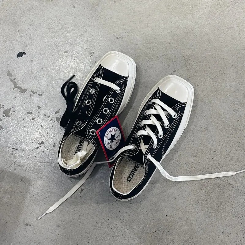 KTQ STORE ‧ 日本限定 Converse ALL STAR SQUARETOE OX 黑白低筒 方頭復古帆布鞋 1SE653