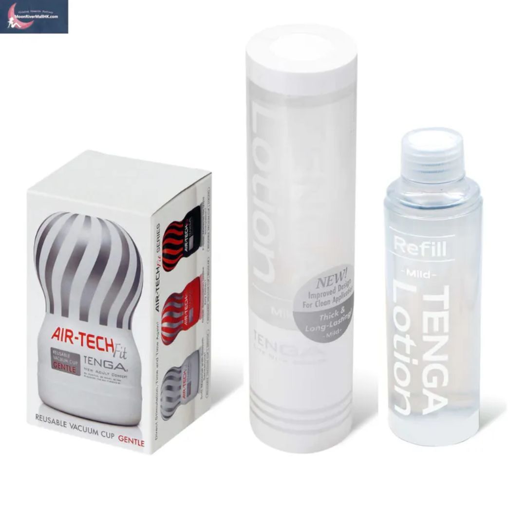 [高用量套裝] Tenga Air-Tech Fit 柔軟型 短身飛機杯 & 潤滑劑 x 2支