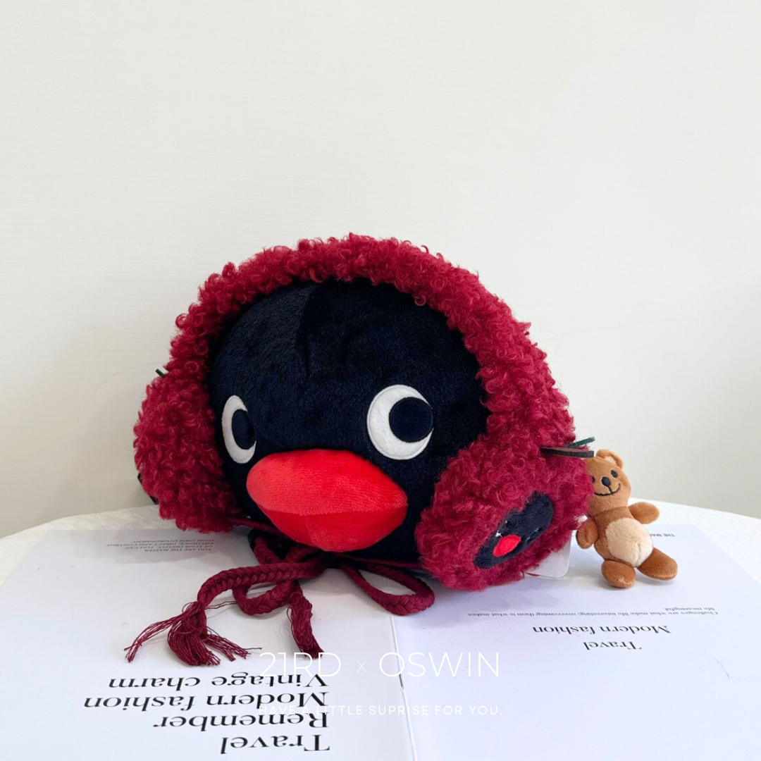 PINGU 企鵝家族 櫻桃造型 可調節 保暖耳罩