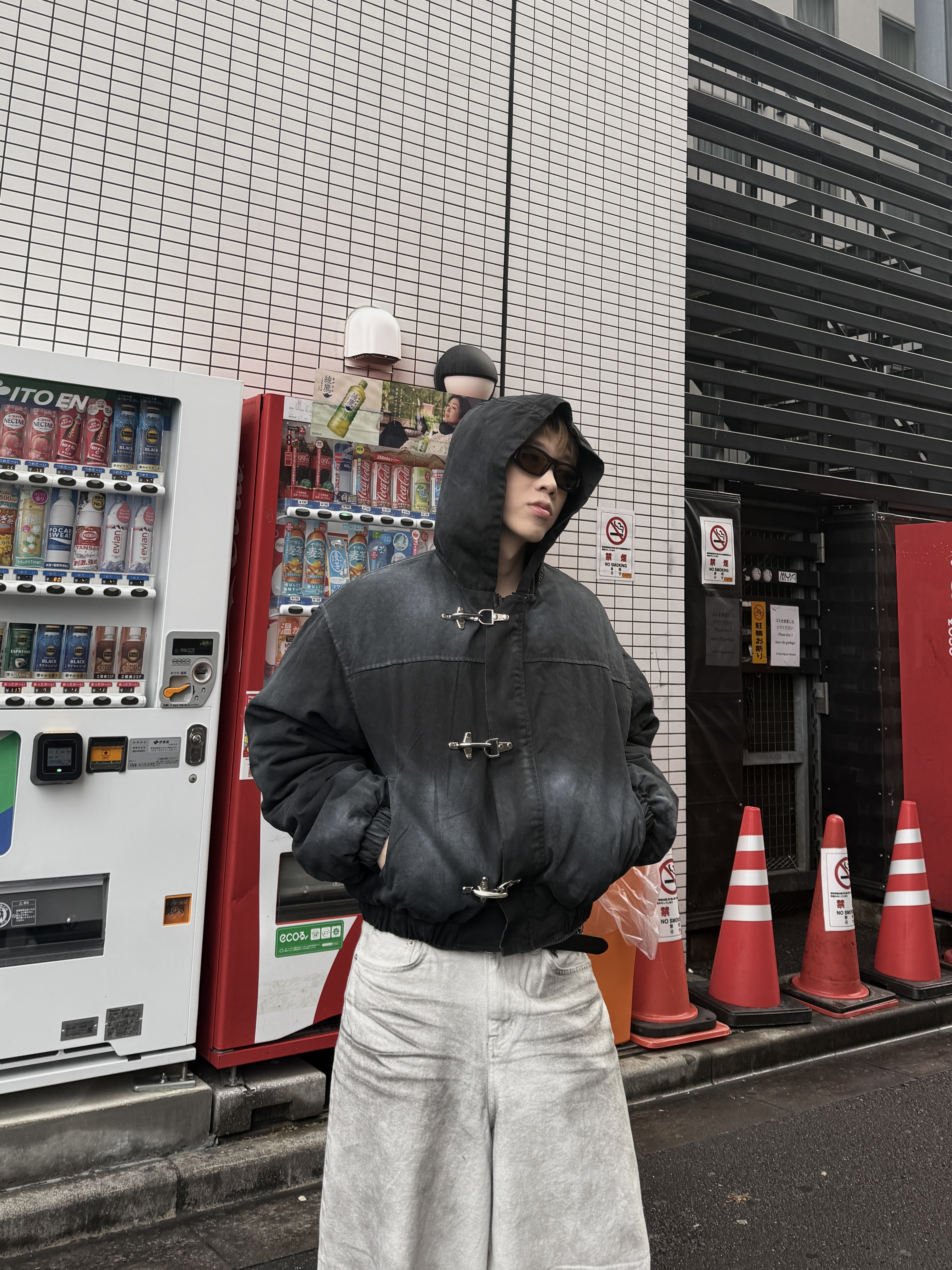 消防扣 重磅水洗 渲染寬鬆連帽外套