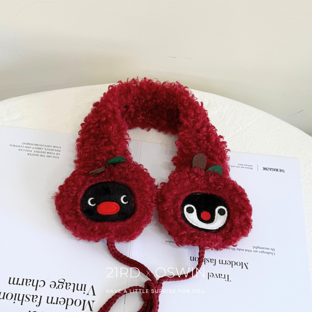 PINGU 企鵝家族 櫻桃造型 可調節 保暖耳罩