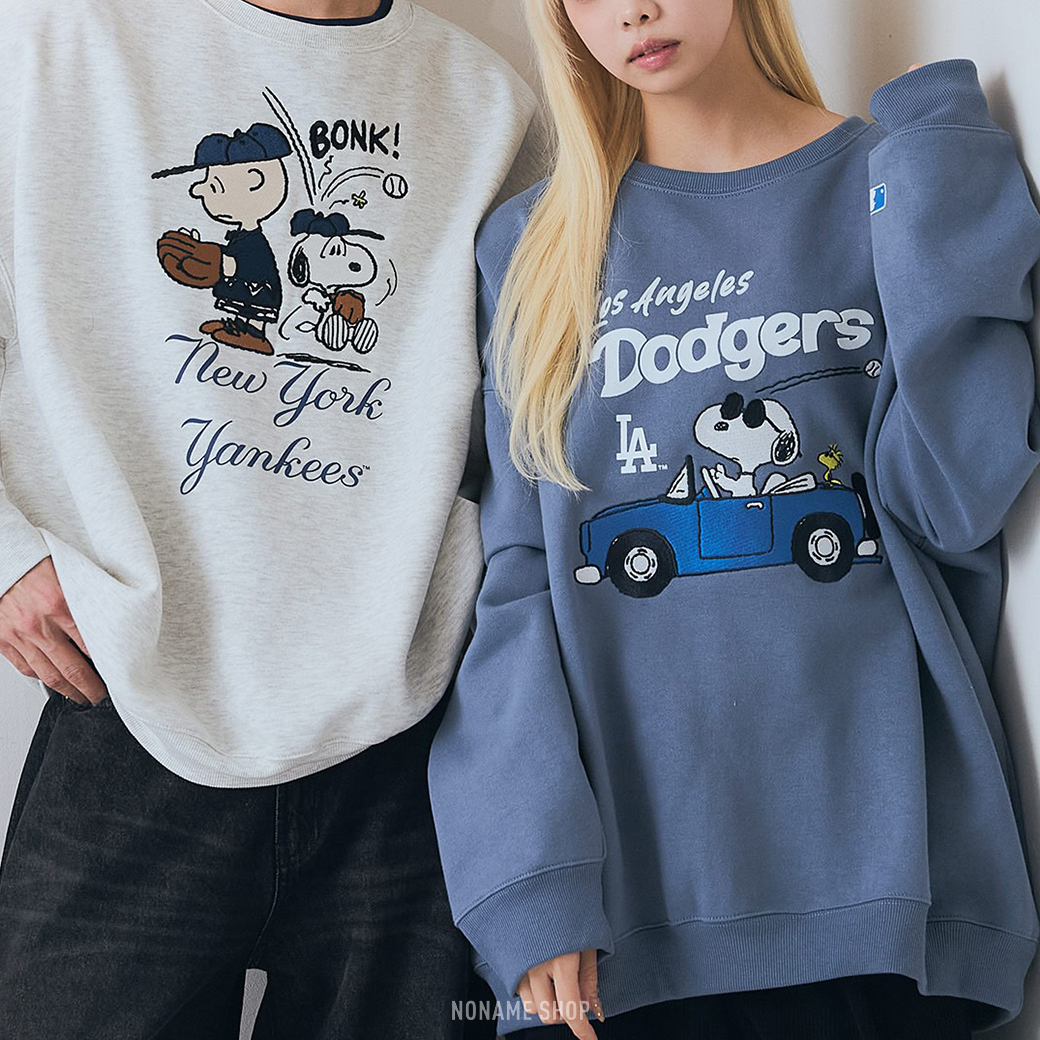 PEANUTS × MLB 聯名 洋基隊 道奇隊 芝加哥小熊隊 SNOOPY 卡通 抓絨 衛衣 長袖 五款 (男款)