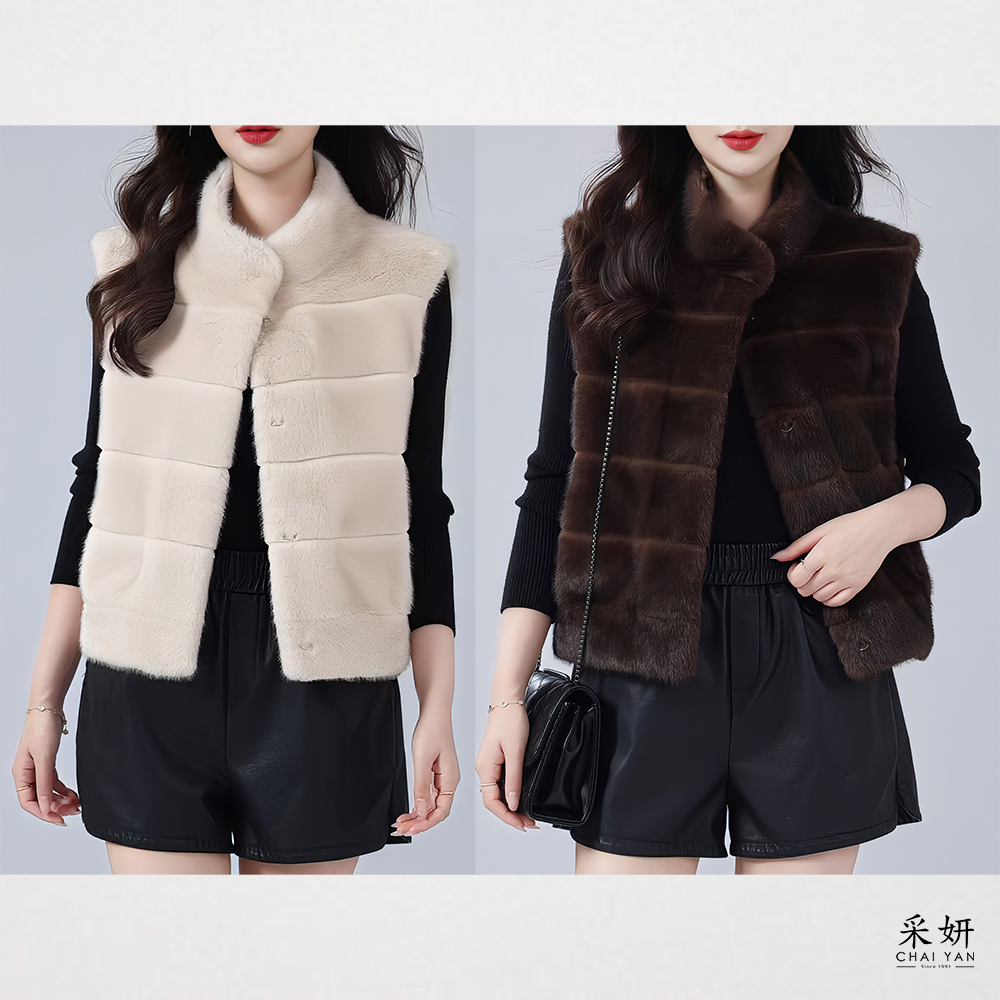 水鑽開合釦貂皮背心