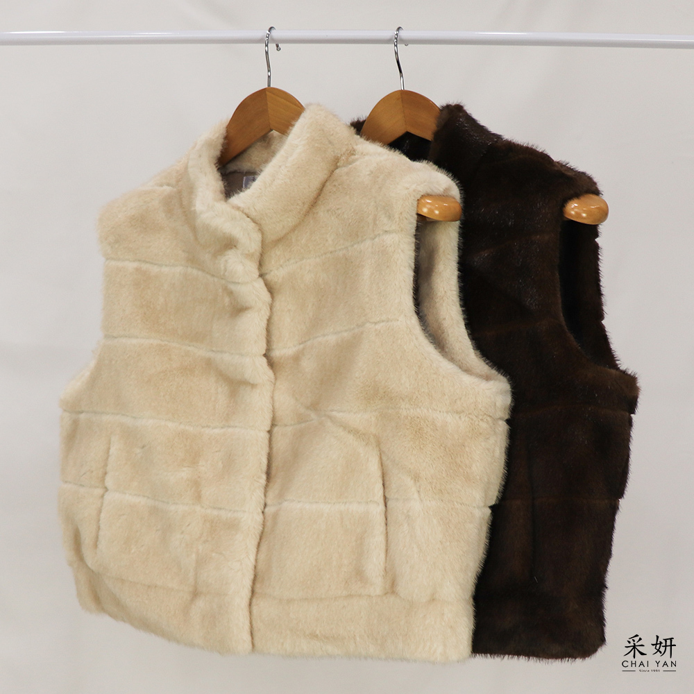 水鑽開合釦貂皮背心