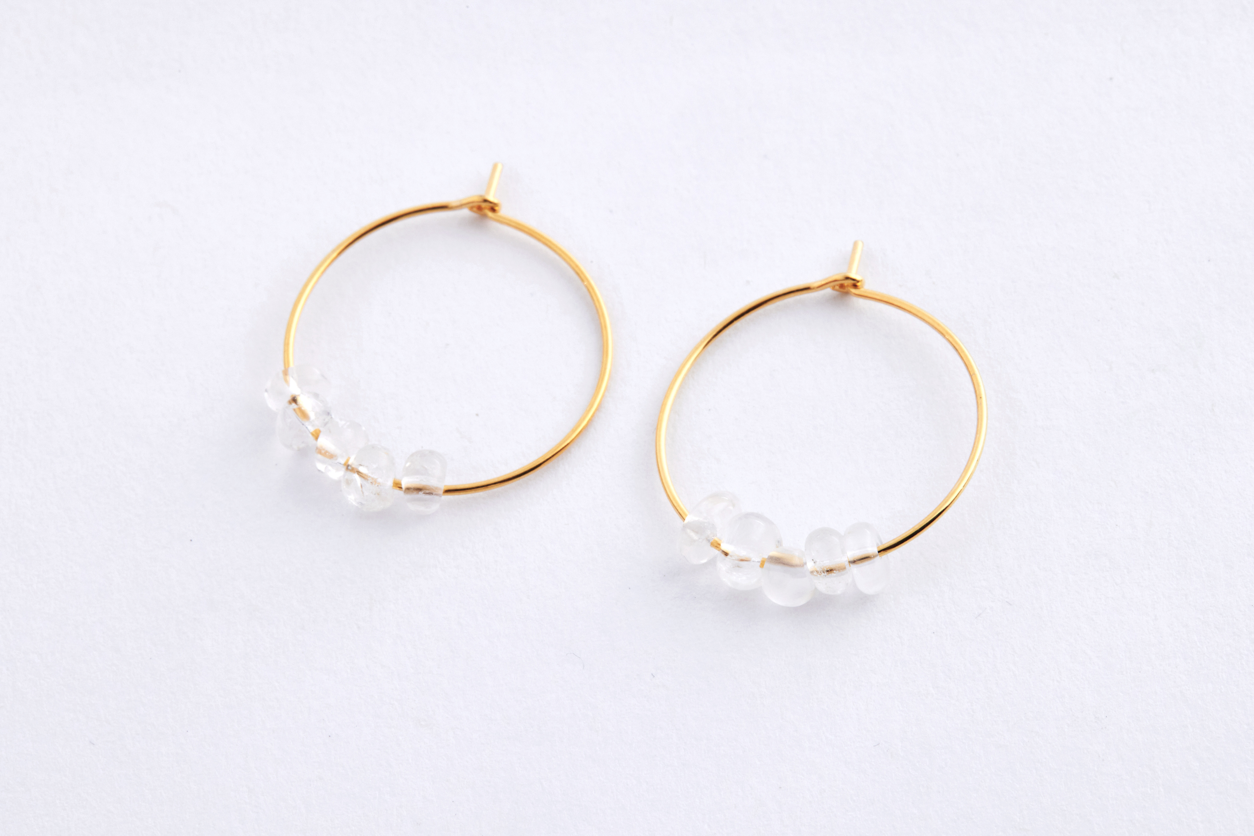 E2406 | 純銀白水晶圈型耳環