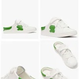 [S] KATE SPADE WHITE/GREEN CHARLI SMOOTH LEATHER MULE SNEAKER LEATHER MATERIAL, KK685-WHITE/GREEN (SZZ874)