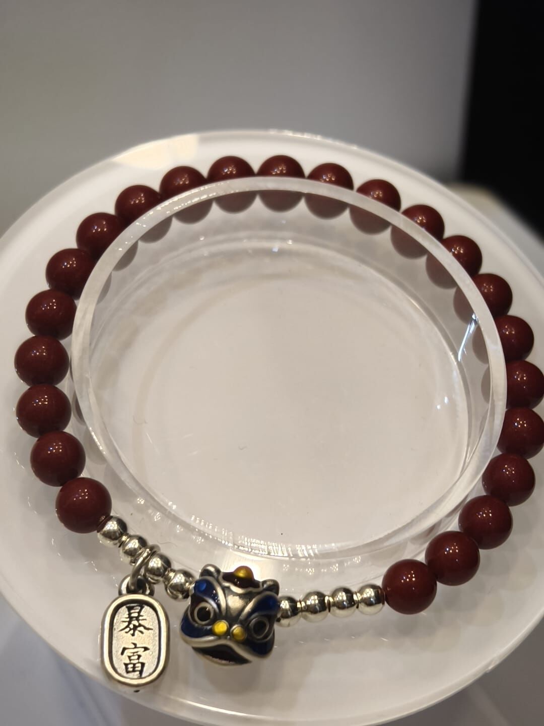 0102CYST37-水晶CS-暴富醒獅硃砂手串 限15串 (A37)
