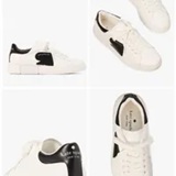 [S] KATE SPADE WHITE/BLACK CHARLI LACE UP SNEAKER LEATHER MATERIAL, KK064-WHITE/BLACK (SZZ875)