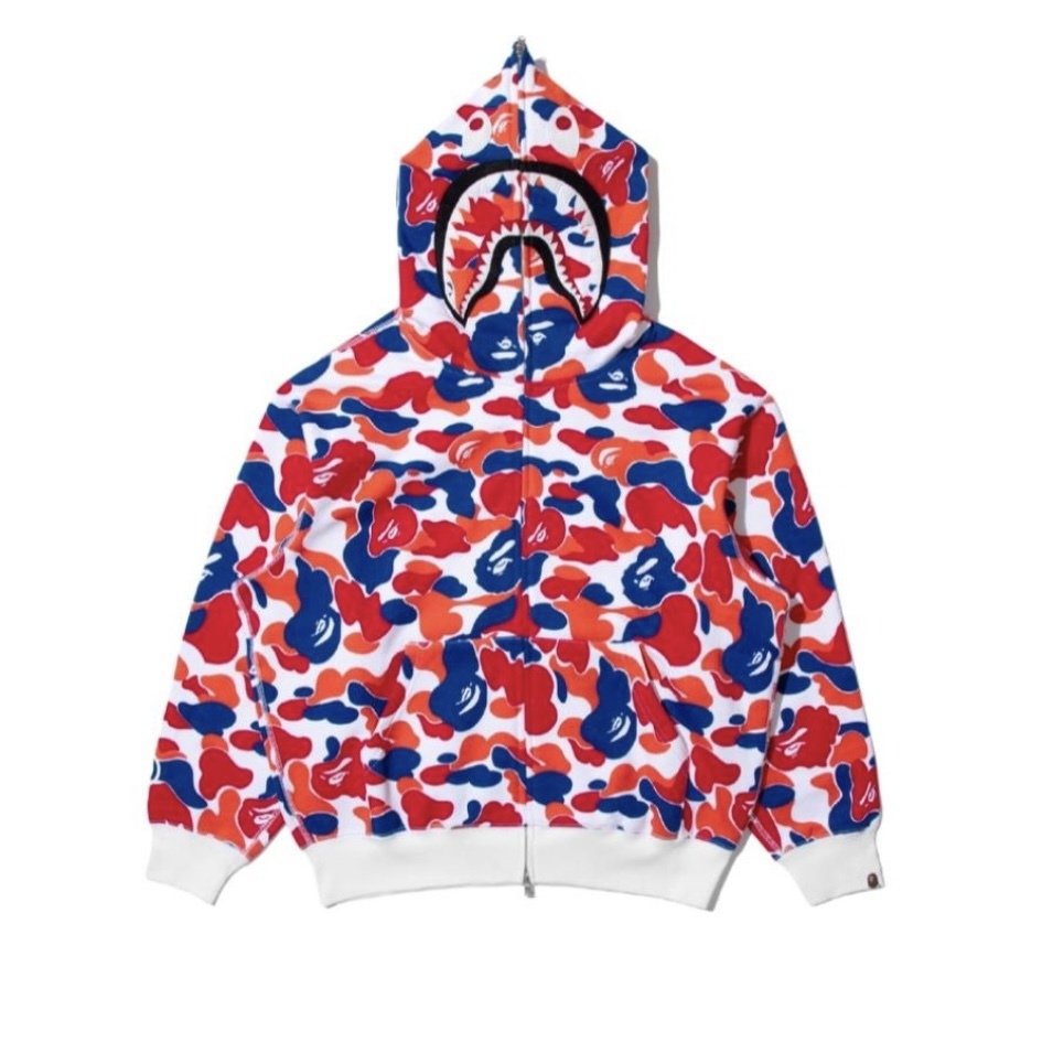A BATHING APE BAPE SEOUL CAMO SHARK 紅藍 迷彩  首爾限定 鯊魚外套-001ZPL721311M