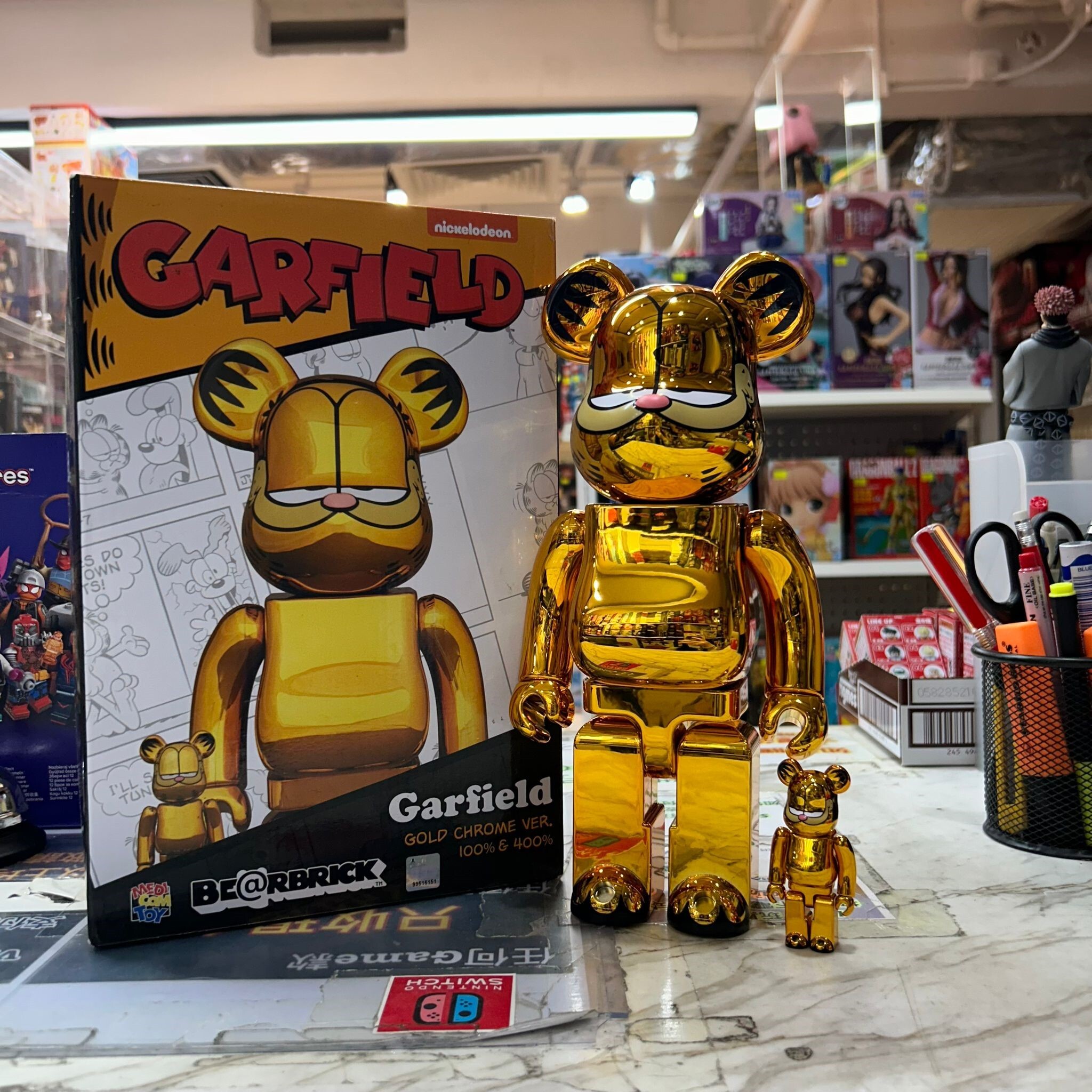 Medicom Toy Be@rbrick Garfield Gold Chrome Ver. 100% & 400% (開封品,介意者請勿下單,不設退換) [BB(6)]