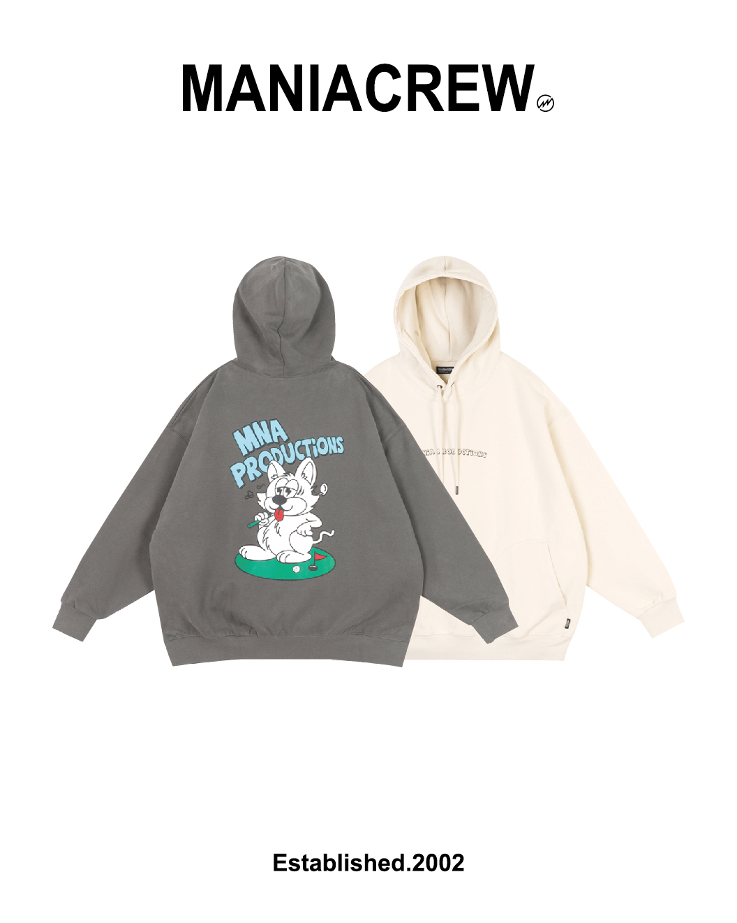 MANIA 連帽長袖 帽T 米白/灰 25 A/W Picture Hoodie
