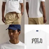 [S] POLO RALPH LAUREN WHITE CLASSIC-FIT LOGO JERSEY UNISEX TEE, SZZ877 (SZZ877)
