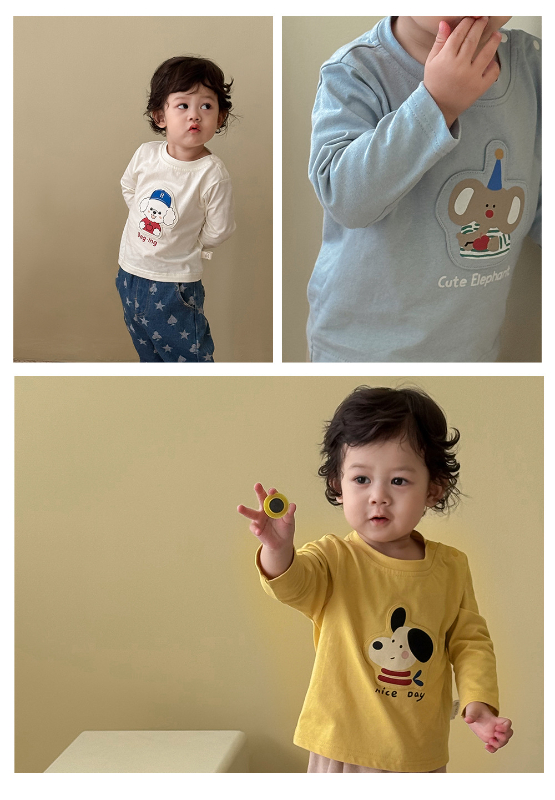 可愛動物貼布長袖上衣(73-120)