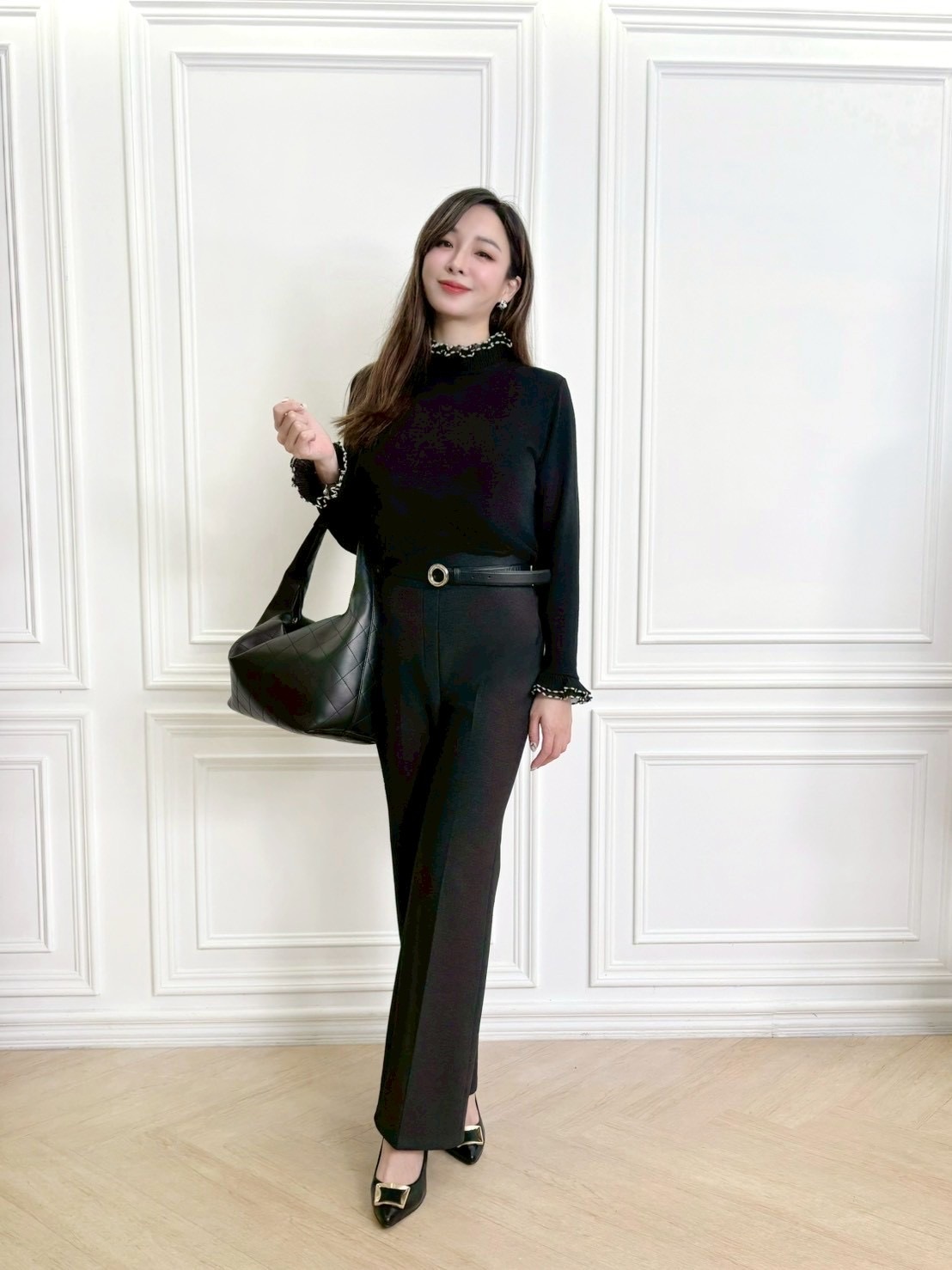 牛皮鏈條菱格水餃包