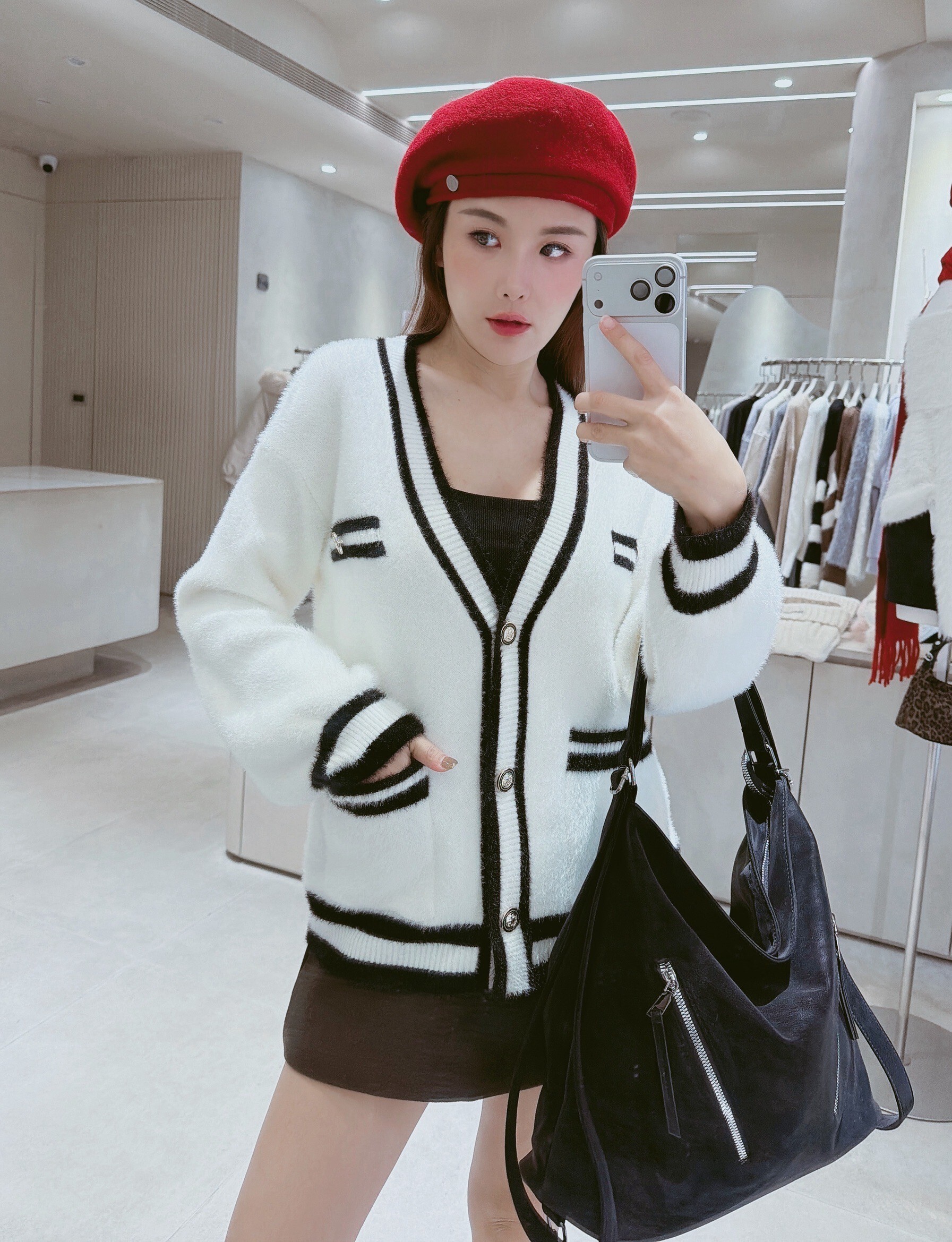 小香風滾邊毛海針織外套