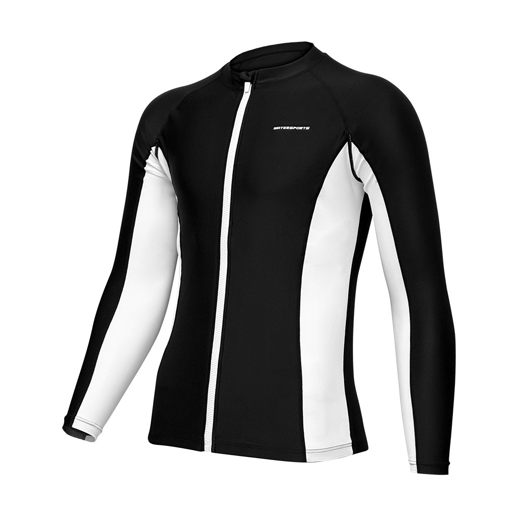 中性機能性面料游泳防曬夾克 - 黑/白