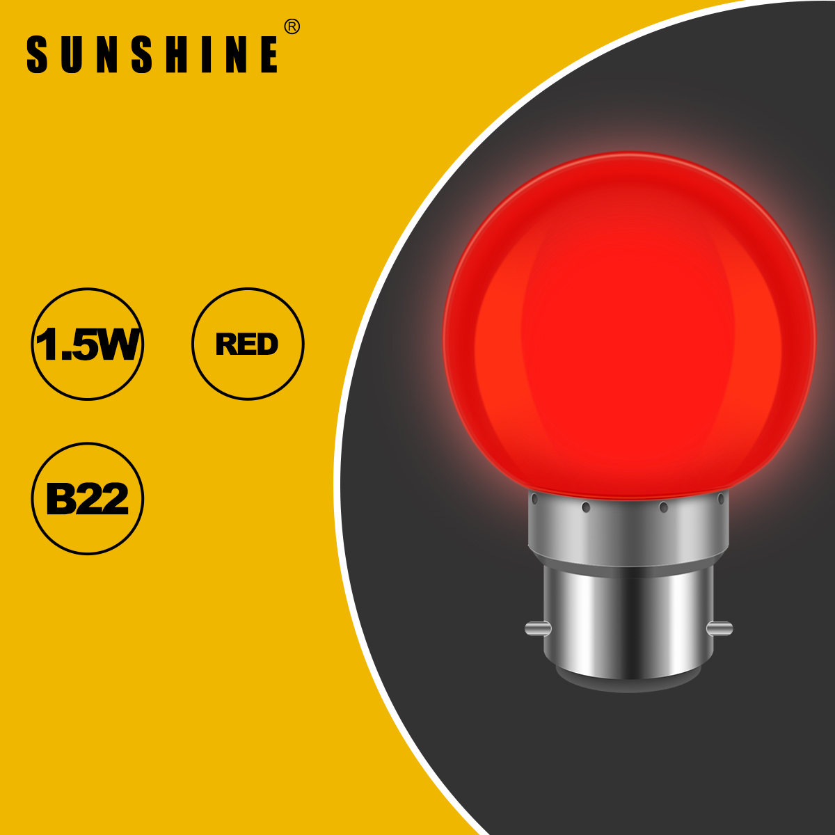 LED燈膽(神枱燈膽) 15W B22釘頭 紅球膽 LED15B22