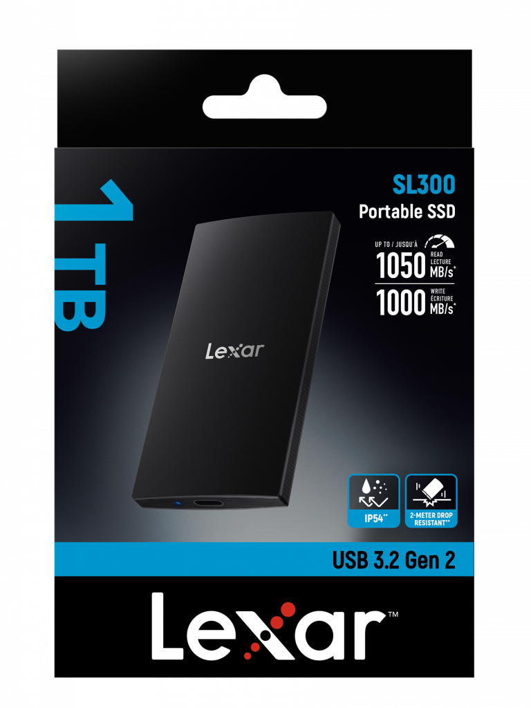 Lexar Portable SSD - SL300 1TB/2TB, USB 3.2 Gen 2, Type-C(up to 1050MB/s read, up to 1000MB/s write)