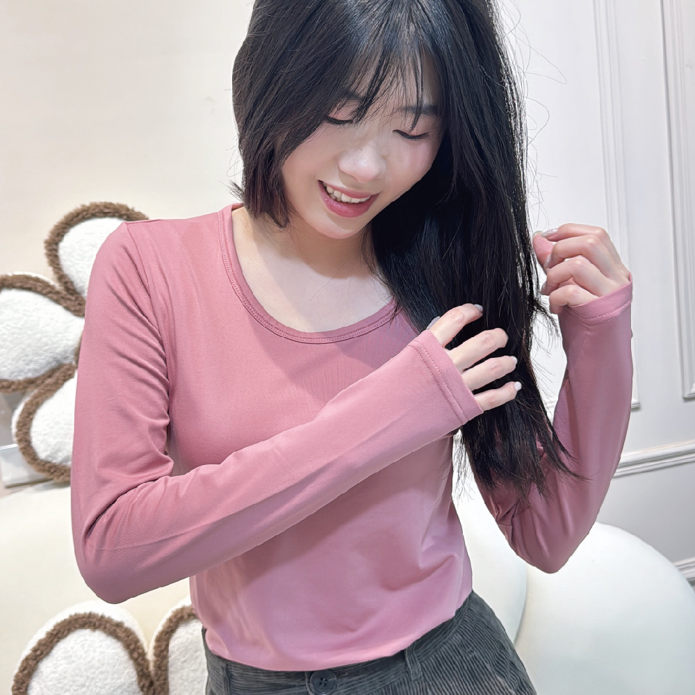 【圓領】速暖絨保暖衣3.0-櫻花粉