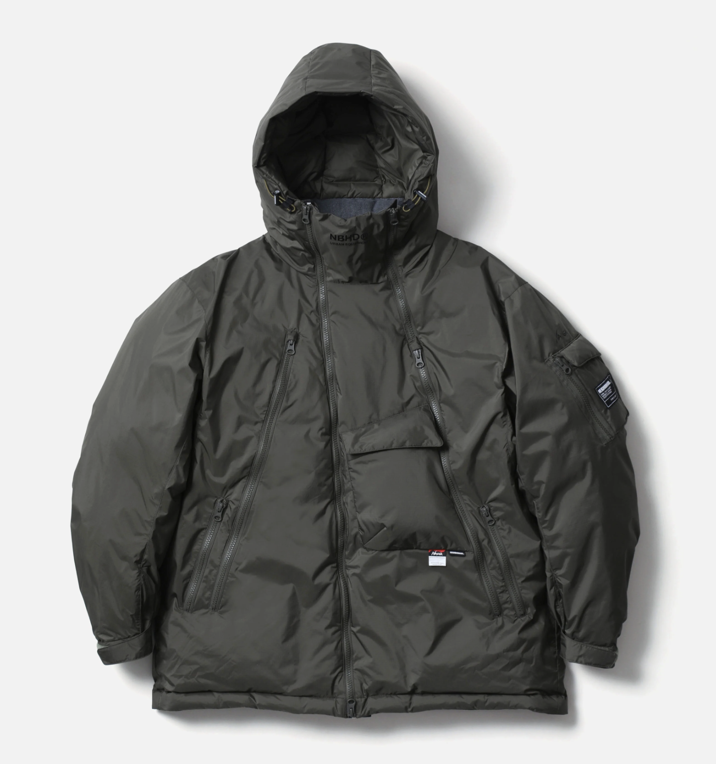-(B6c)-NEIGHBORHOOD  NH X NANGA . DOWN JACKET 羽絨外套 黑/橄欖綠-252NNNNN-JKM01