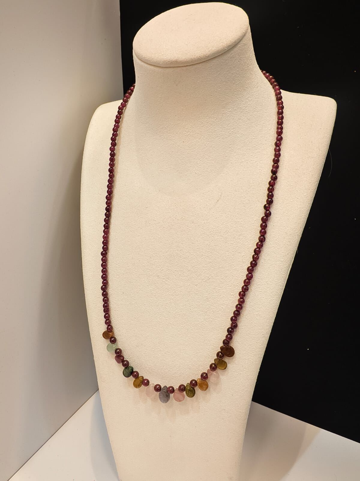 0102CYST39-水晶CS-石榴石拼碧璽頸鍊 限17串 (A39)