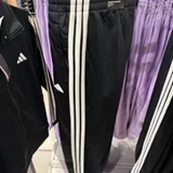 [S] ADIDAS BLACK/WHITE WOMEN'S 3 STRIPED TRACK PANTS TRICOT, JF3383-BLACK/WHITE (SZZ898)