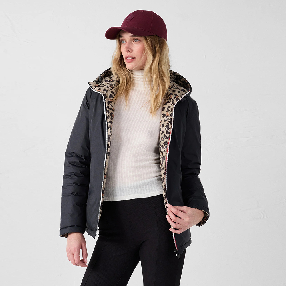 【JOTT】BER二面穿羽絨外套(黑/豹紋)