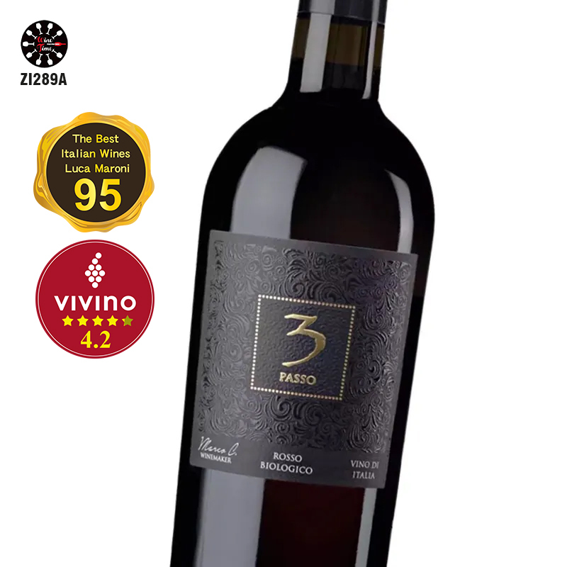 3 Passo Rosso Vino Biologico 2024 750ml |Luca Maroni 95 意大利權威酒評高度評價|有機純素酒