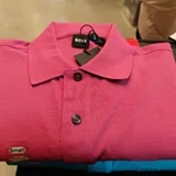 [S] HUGO BOSS BRIGHT PINK JERSEY FIRENZE/LOGO POLO T-SHIRT, 50501942-672 (SZZ903)