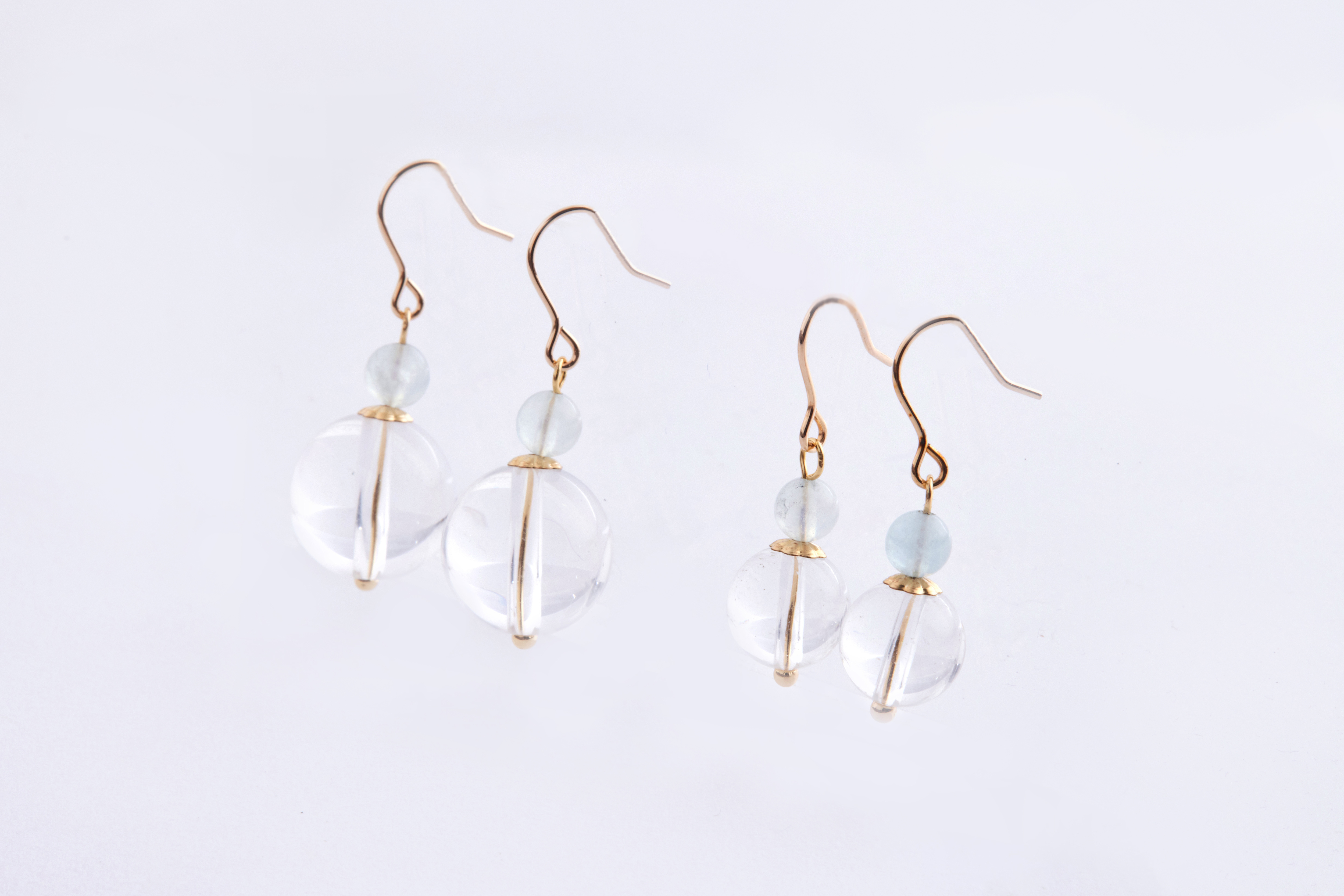 E2485 | 14kgf白水晶海藍寶耳環